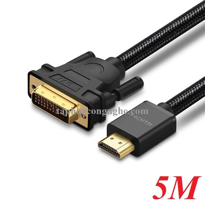 Ugreen 10137 5M màu Đen Cáp chuyển đổi HDMI sang DVI 24 + 1 thuần đồng HD106 30010137